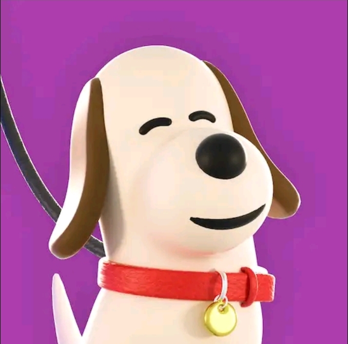 A cute and friendly cartoon dog with a red collar, representing the icon for the Walkies pet care app.